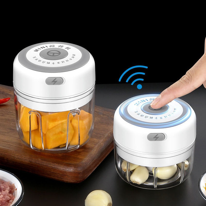 Mini Processador Elétrico De Alho Legumes Usb - 3 Lâminas