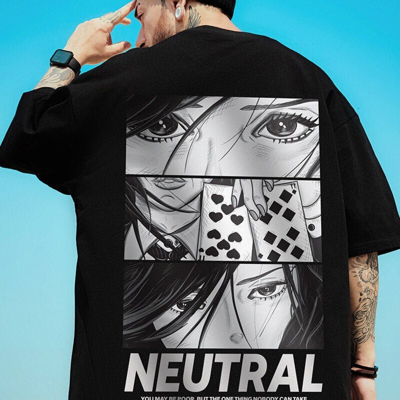 Camisa de algodão dos desenhos animados de harajuku